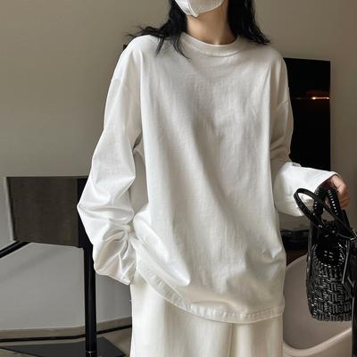 Pullover casual T-shirt da donna semplici in tinta unita per tutti gli abbinamenti Primavera estate Top in cotone sciolto