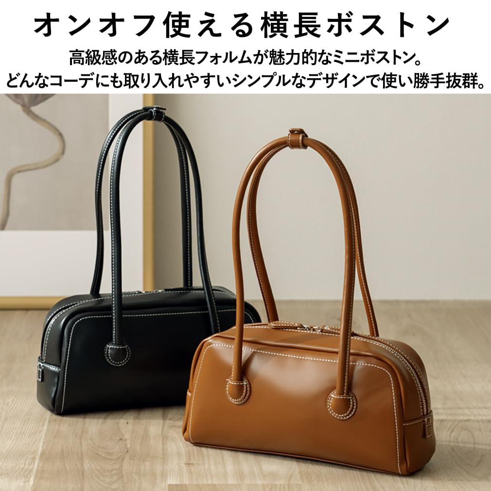 VITAFELICE Women's Long Handle Mini Boston Bag (NSB-30230P) (Black)
