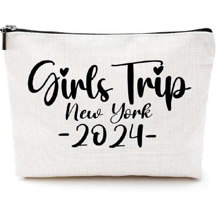 3Pcs Girls Trip Gifts Girls Weekend 2025 Makeup Bag Sisters Trip Gifts Favors Summer Gifts Cosmetic Bag Toiletry Bag Zipper Pouch Weekender Bags for