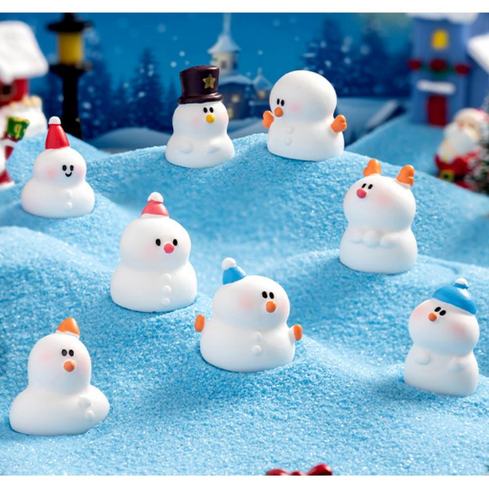 Miniature Decoration Exquisite Snowman Resin Figure Christmas Micro Landscape Cute Snowman Ornament For Desktops Indoor Outdoor