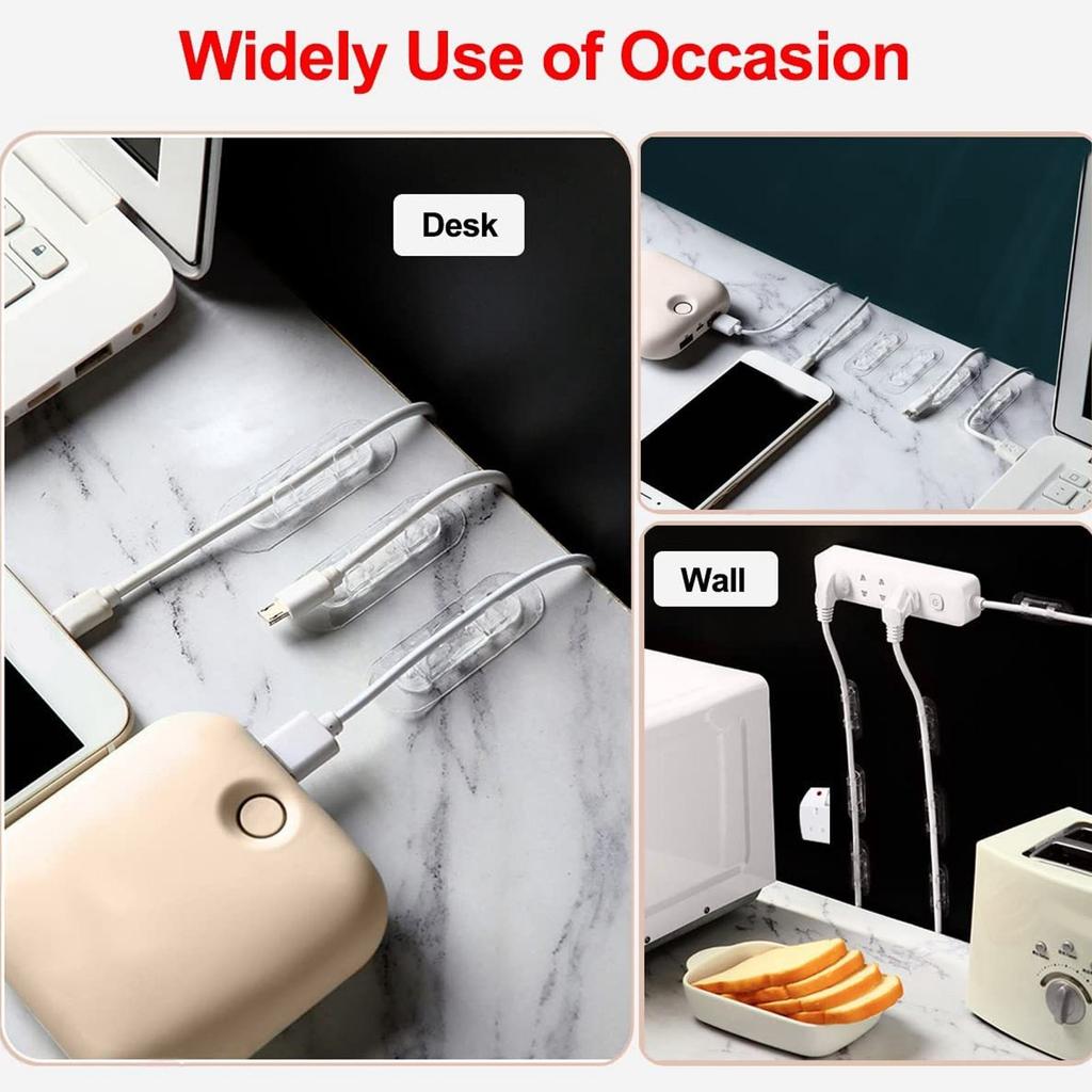 40Pcs Adhesive Cable Clips Punch Adhesive Wire Holders Cord Clips for Home Car Desk