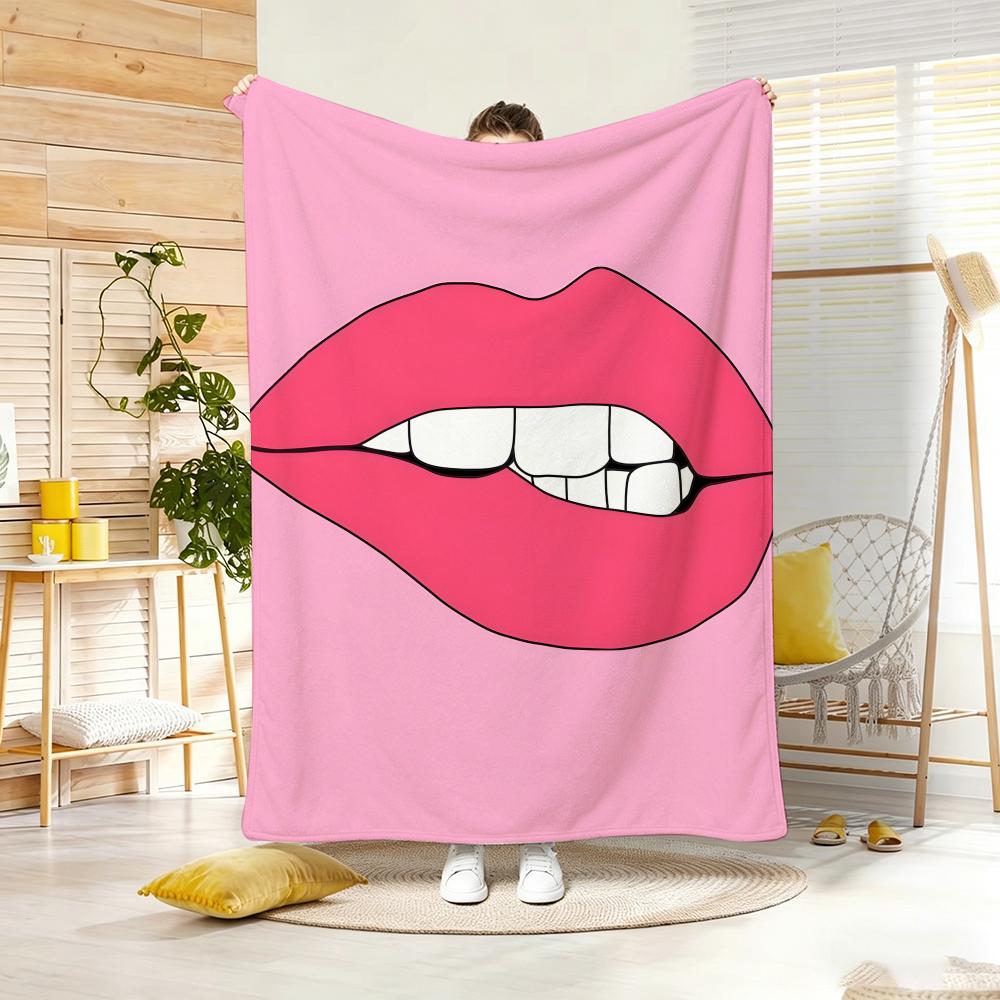 Graphic L-Lips Throw Soft Warm Throw Blanket for Bedroom Living Room Bed Travel Camping Picnic Gift