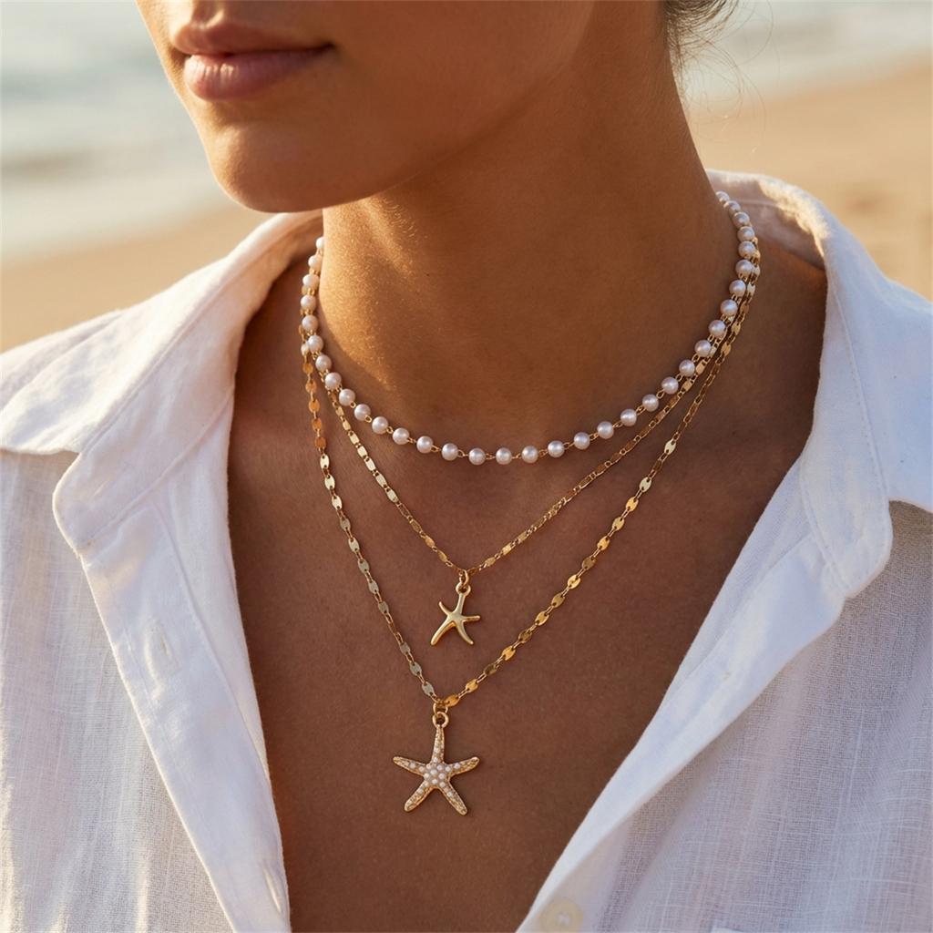 Bohemian Double Layer Seashell Necklaces For Women Handmade White Rice Beads Shell Short Collar Choker Beach Party Neck Zircon