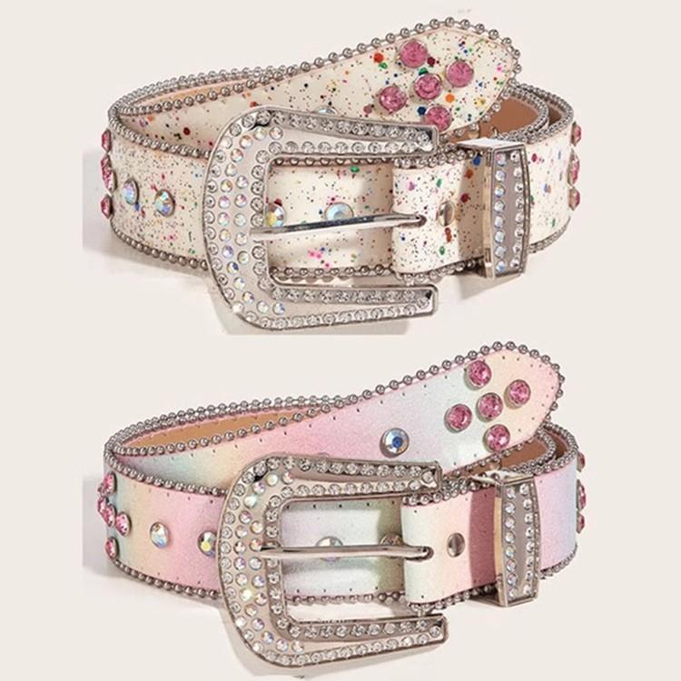 Y2k Womens Belt With Water Diamond Rivets For Punk Fashion And Denim Accessories
