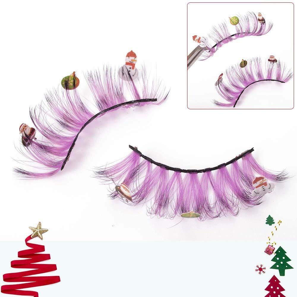 

Eyelashes Extension Christmas False Eyelashes Christmas Fluffy Segmented Lashes Christmas Party CS03