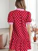 2026 Floral Print Lapel Pullover & Short Skirt - Women's Sweet European American Style, High Waist Summer Dress