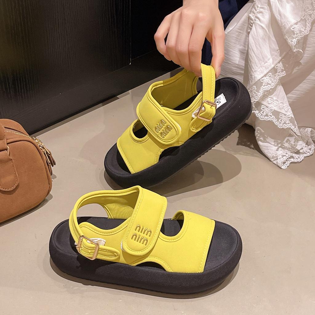 Velcro Casual Sports Sandals Women's 2025 Summer New Small Simple Trendy with Thick-soled High-heeled Women's Sandals