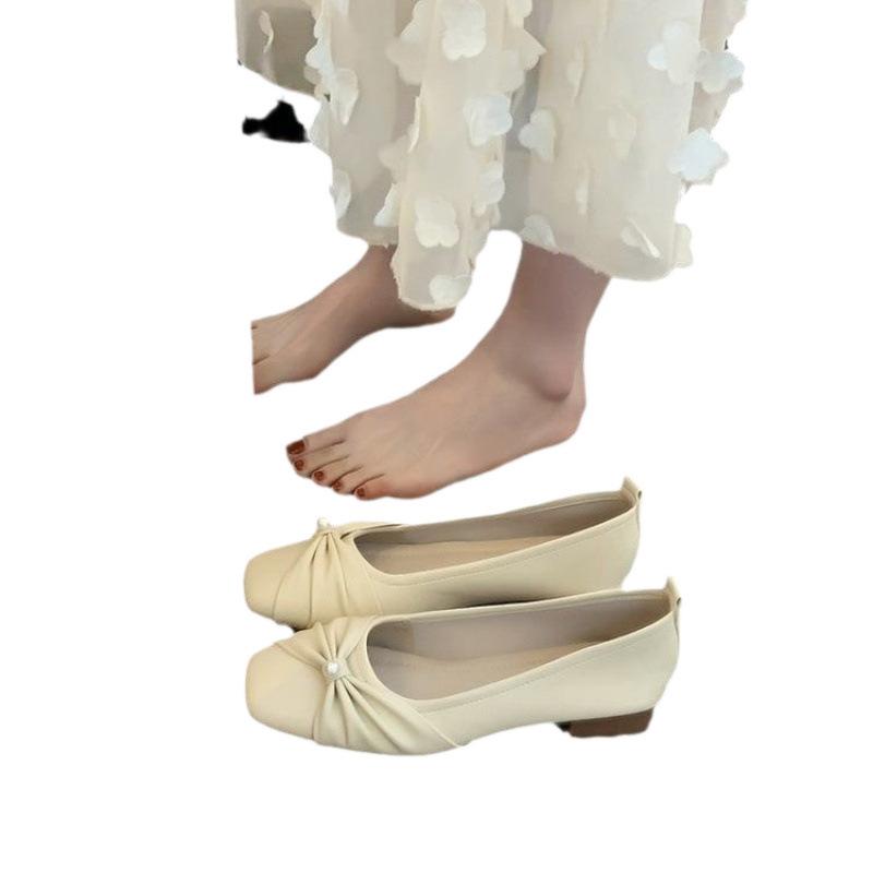 French Low-heeled Mary Jane Evening Single Shoes Women's 2025 New Flat-bottomed Versatile Skirt Grandma Shoes Mother Ladyshoes