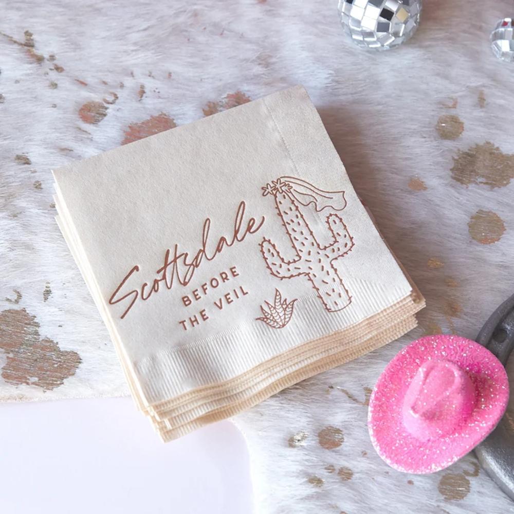 20Pcs Scottsdale Before The Veil Party Napkins Wedding Bridal Shower Scottsdale Themed Bachelorette Party Paper Cocktail Napkins 20pcs 33x33cm
