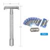 Stainless Steel Double Edge Safety Razor with Stainless Steel 20pcs Blades Traditional Men's Double-edge Shaving Razor Set