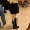 Shoes Cowhide Square Round Head Straight Height Increasing Thick Heel Platform Knight Boots Women's Boots