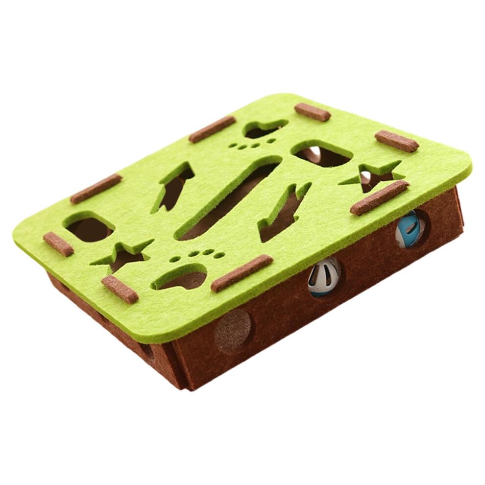 Chew Resistant Felt Cats Toy Interactive Puzzle Puzzle Box With 2 Bells For Indoor Play And Mental Stimulation