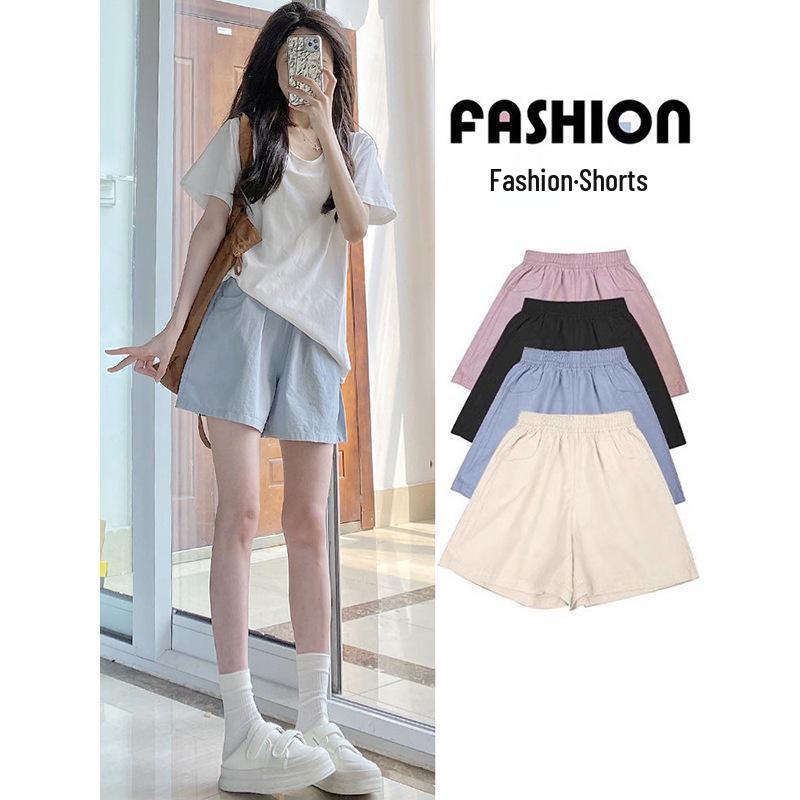 

Women s High-Waisted A-Line Summer Shorts - Breathable Thin Fabric, Elastic Waist, Loose Wide-Leg Design. 2XL хакі