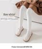 Girls' Fleece-Lined Open Crotch Stirrup Tights - Cotton, Thick, Vertical Stripes, Warm Autumn/Winter Wear