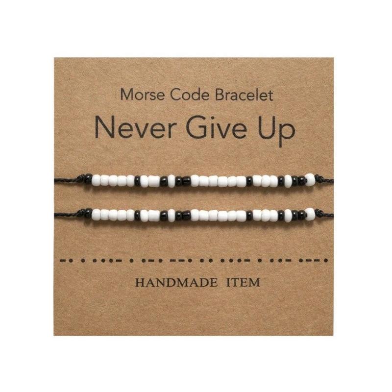 JYL TS Bracelet  Bohemian Morse Code Weave With Card Invokes Mystery & Connection