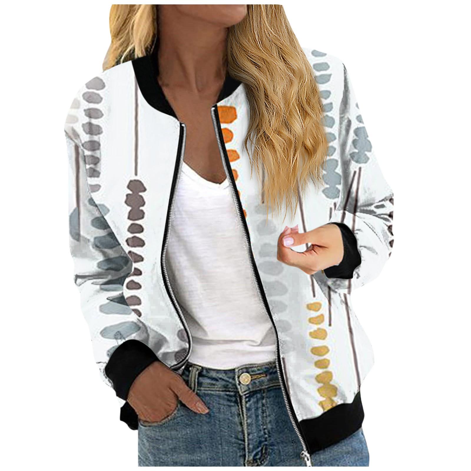 

Куртки для женщин, легкие укороченные куртки с длинным рукавом на молнии, модная верхняя одежда с принтом, повседневные стеганые куртки с карманами XL