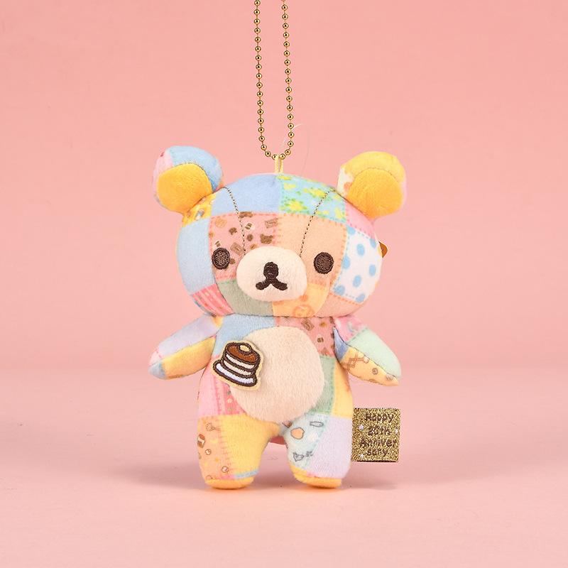 7/12cm Patchwork Limited Rilakkuma Bear Plush Keychain Kiiroitori Doll Pendant Cute Relax Bear Cartoon Decoration Holiday Gift
