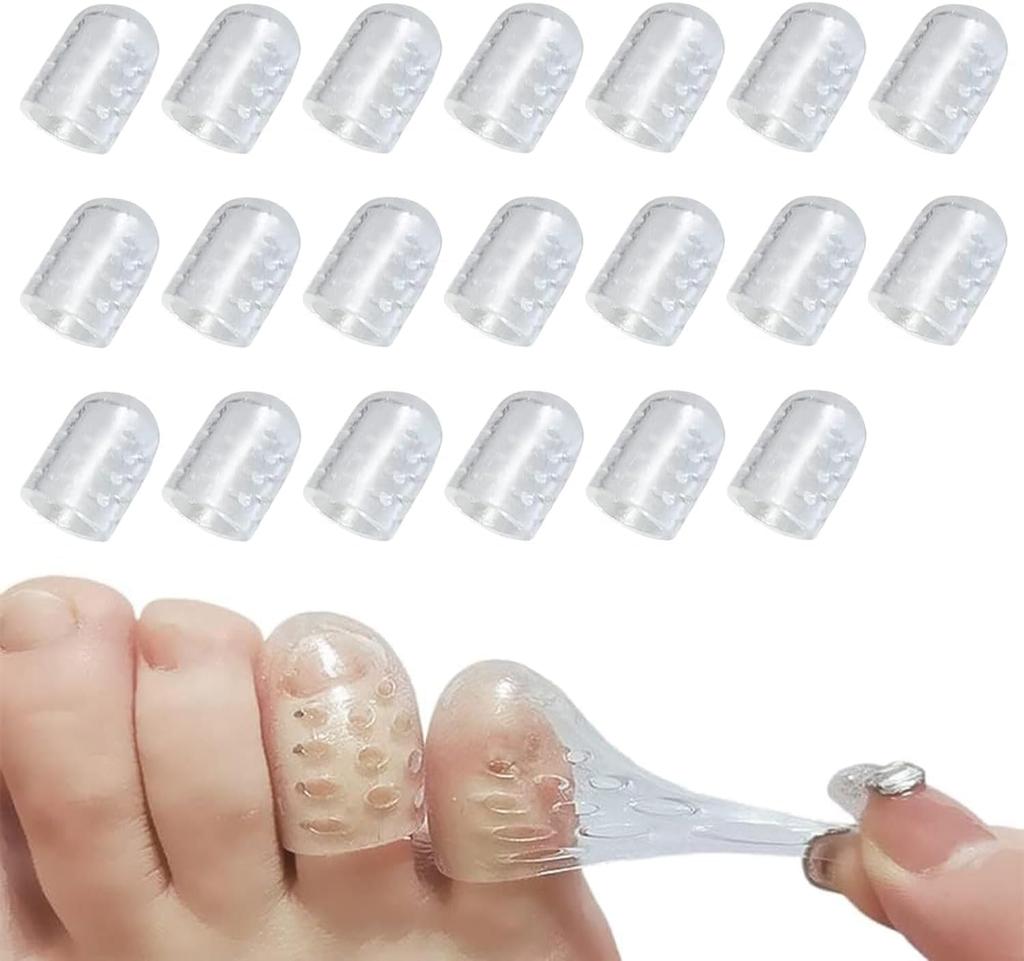20Pcs Silicone Toe Protectors, Gel Anti-Friction Toe Protector Breathable Toe Caps Guards for Men Women, Soft Clear Little Cover