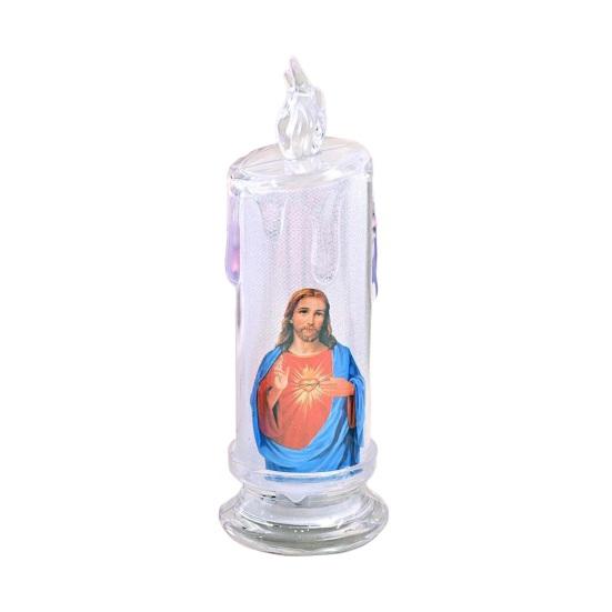 

1/4шт светодиодная молитвенная беспламенная свеча Святое семейство Иисус Иосиф Дева Мария на батарейках