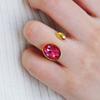 Oval Inlaid Colored Diamond Titanium Steel Open Ring, Personalized Versatile Light Luxury Jewelry Gift