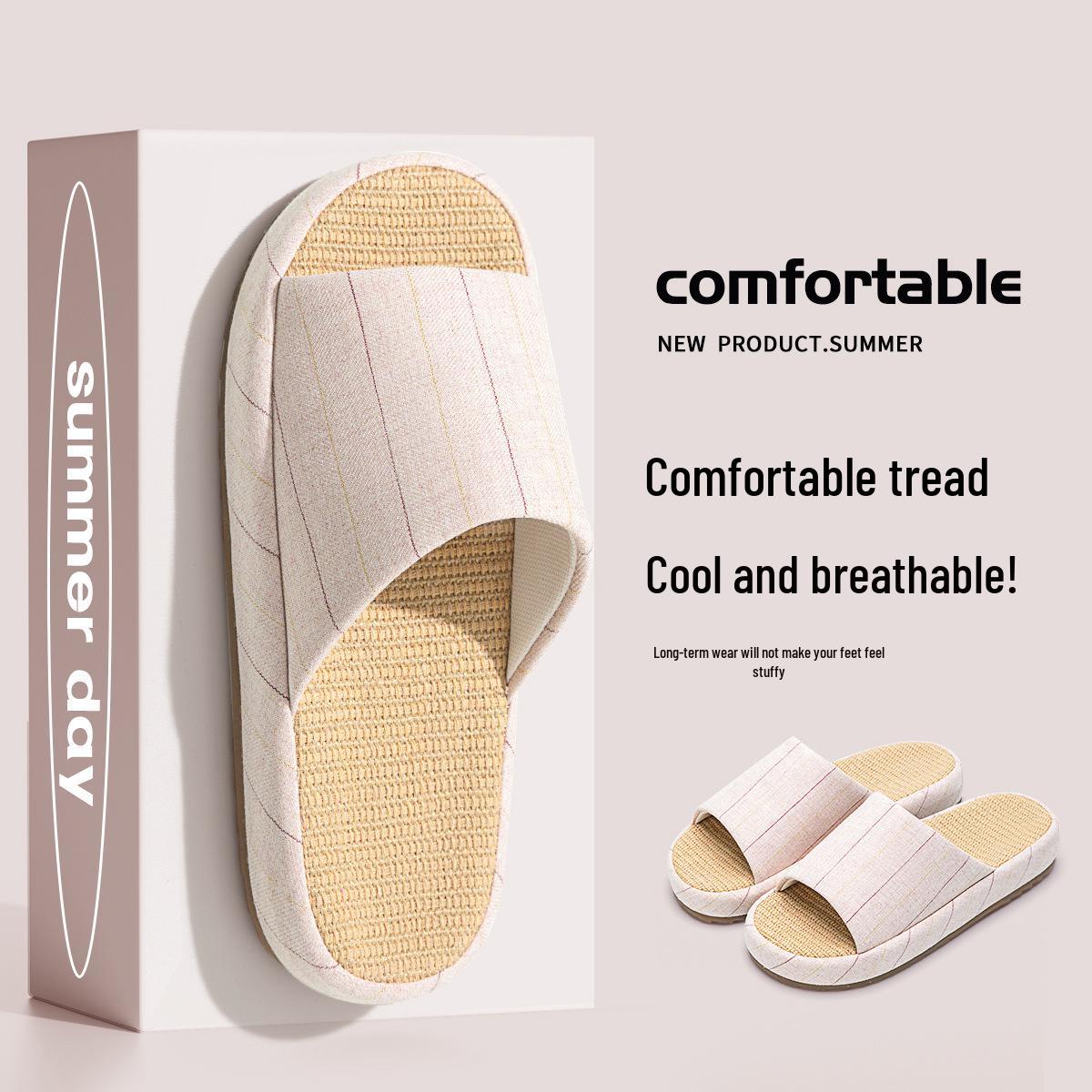 

Дышащие Нескользящие Хлопково-Льняные Тапочки для Мужчин и Женщин - Бесшумные, Влаговпитывающие, Для Домашнего Использования, Всесезонные 36-37 [Fits 35-36]