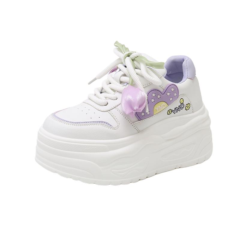 Fashion 8CM Women's Sports Shoes 2025 Autumn Pink Comfortable Fashion White Female Thick Bottom Skateboard Shoe Women Casual Sneakers