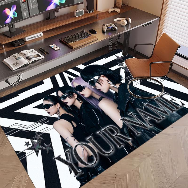Custom Name Crystal Velvet Rug,aespa Comfortable Anti Slip Floor Mat For Room Decoration