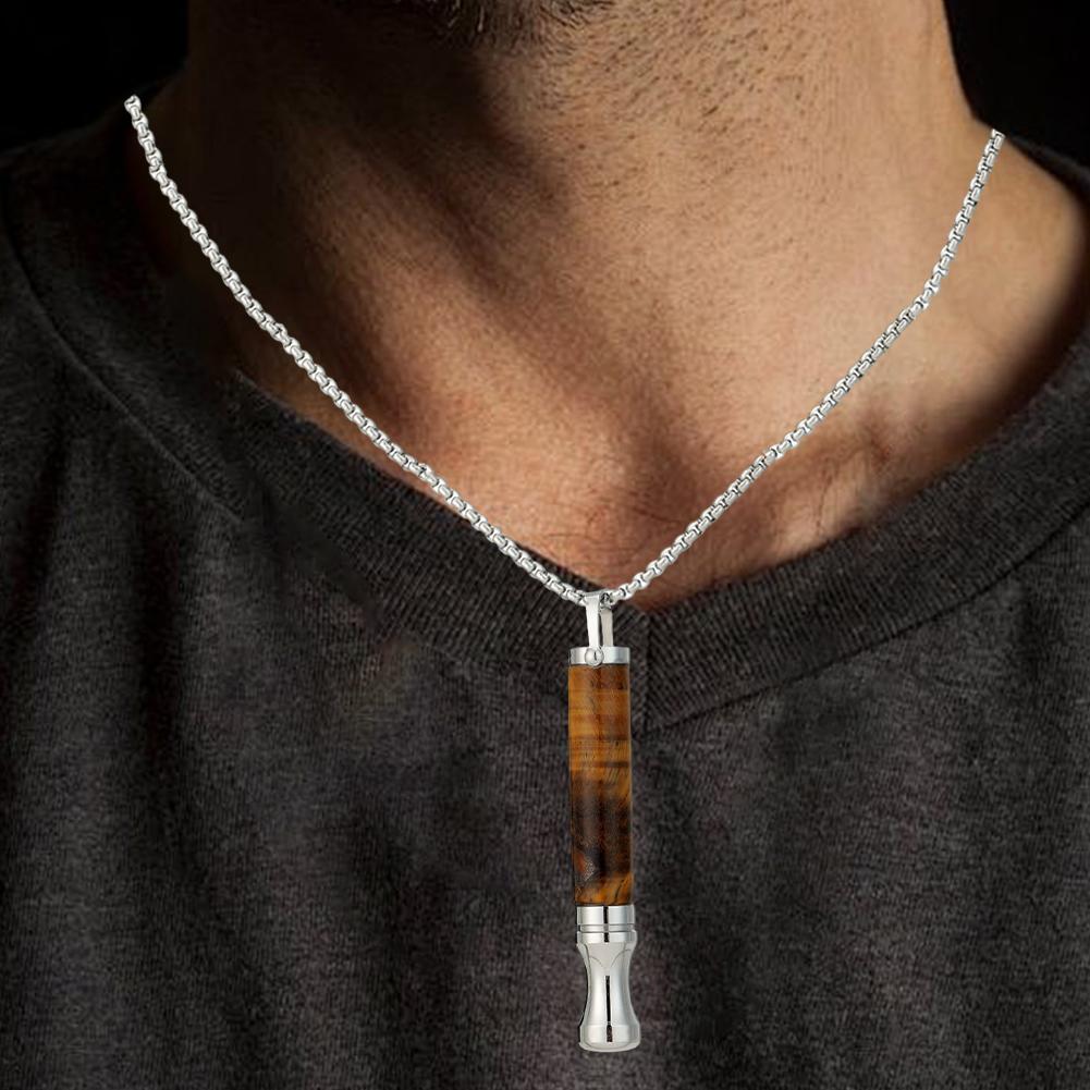 Anxiety Breathing Necklace with Resistance, Flavoured Air Wooden Breathlace, Filter Natural Essential Necklace Pendant