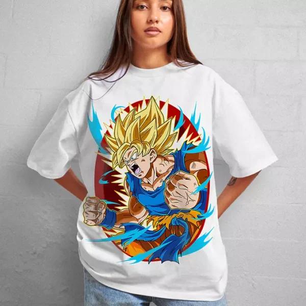 

Summer 2026 Dragon Ball Sun Wukong Super Saiyan Battle Form Theme 100 Cotton Print Loose Tshirt Malefemale Top Y2k S