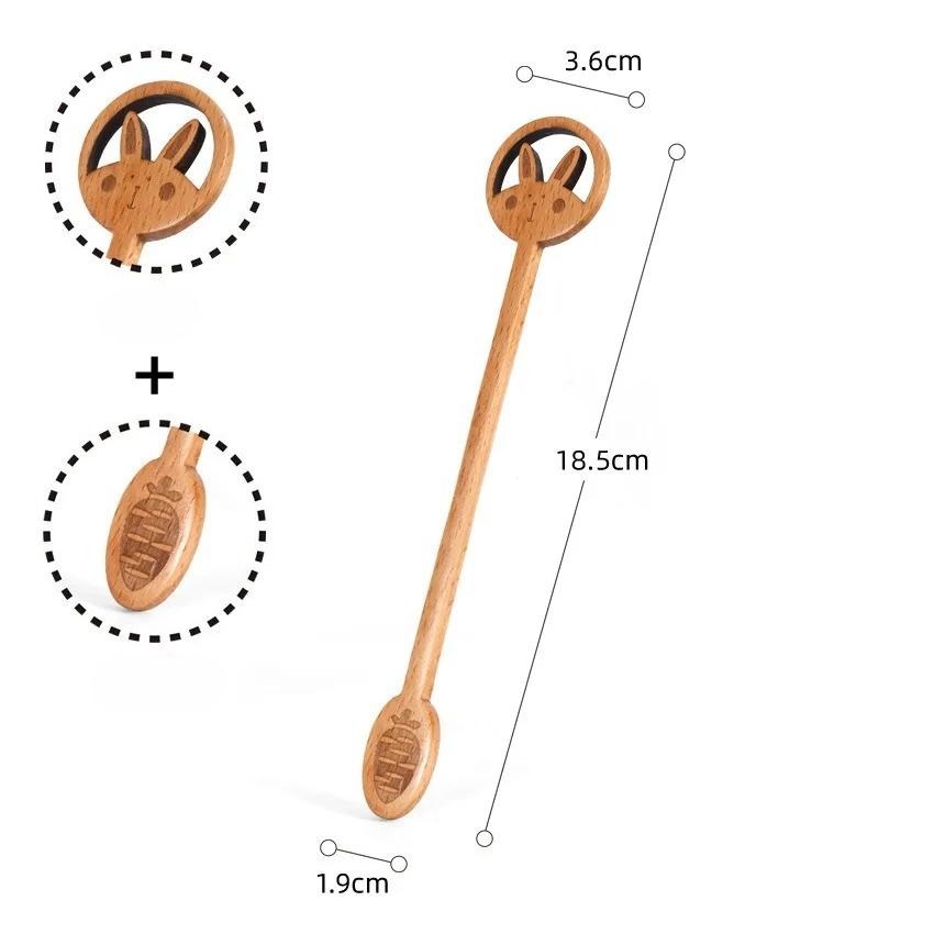 Creative Cartoon Animal Stirring Spoon, Lemon Leaf, Internet-famous Wooden Spoon, Nordic-style Ins Souvenir, Japanese and Korean Coffee Spoon