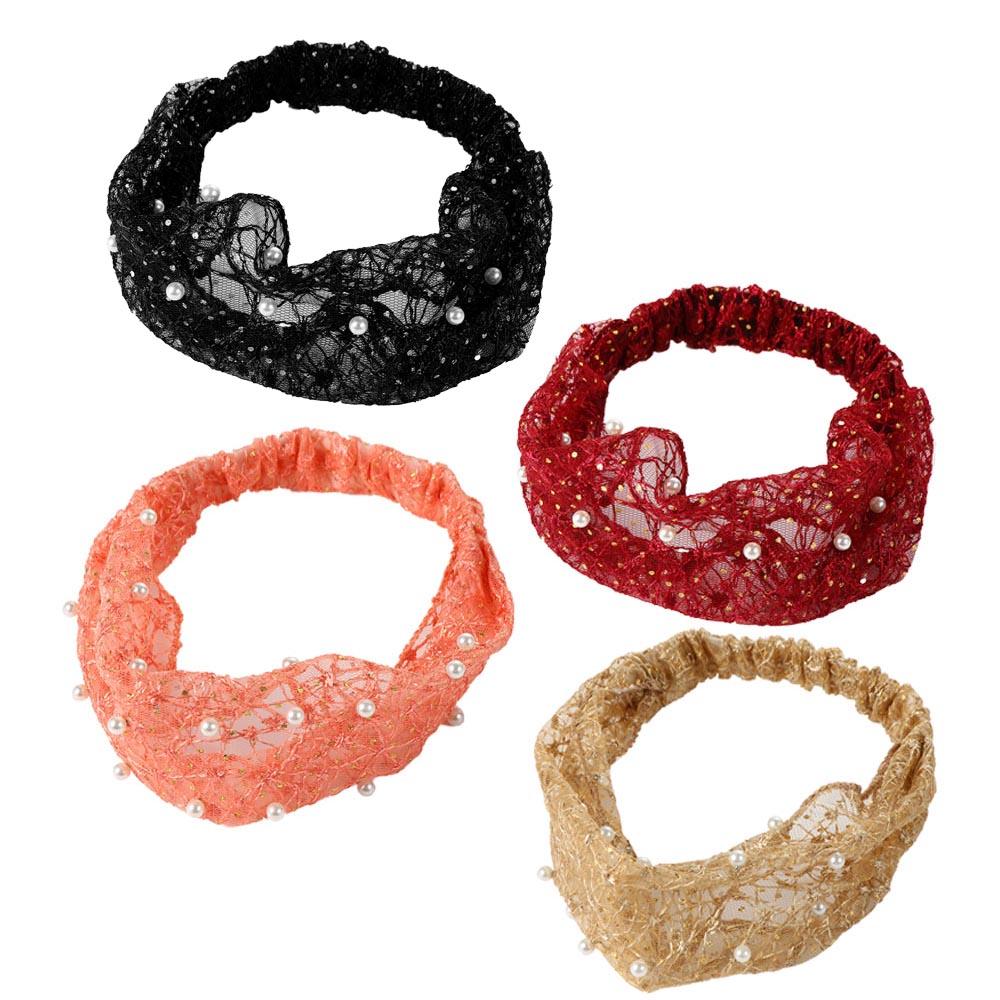 Hair Accessories Flower Headdress Korean Style Hairbands Women Head wraps Turban Headband Pearl