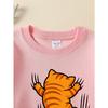European sizes Girls Soft Crewneck Sweatshirt Cute Cartoon Cats Climbing Print Design, Casual All-Match, Ideal Holiday Present