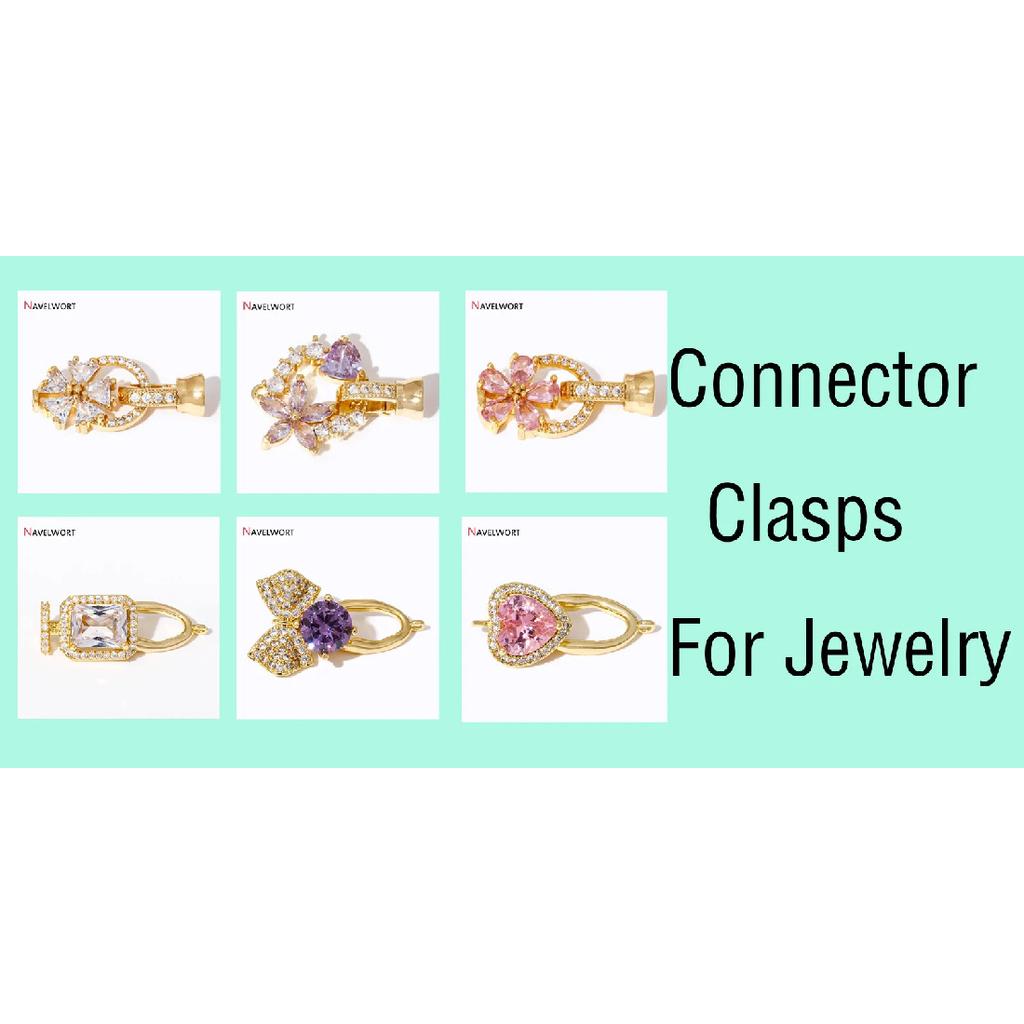 18K Gold Plated Brass Square Connector Clasps Pearl Clasps Fastener For Bracelet Necklace Making Accessories Jewelry Materials
