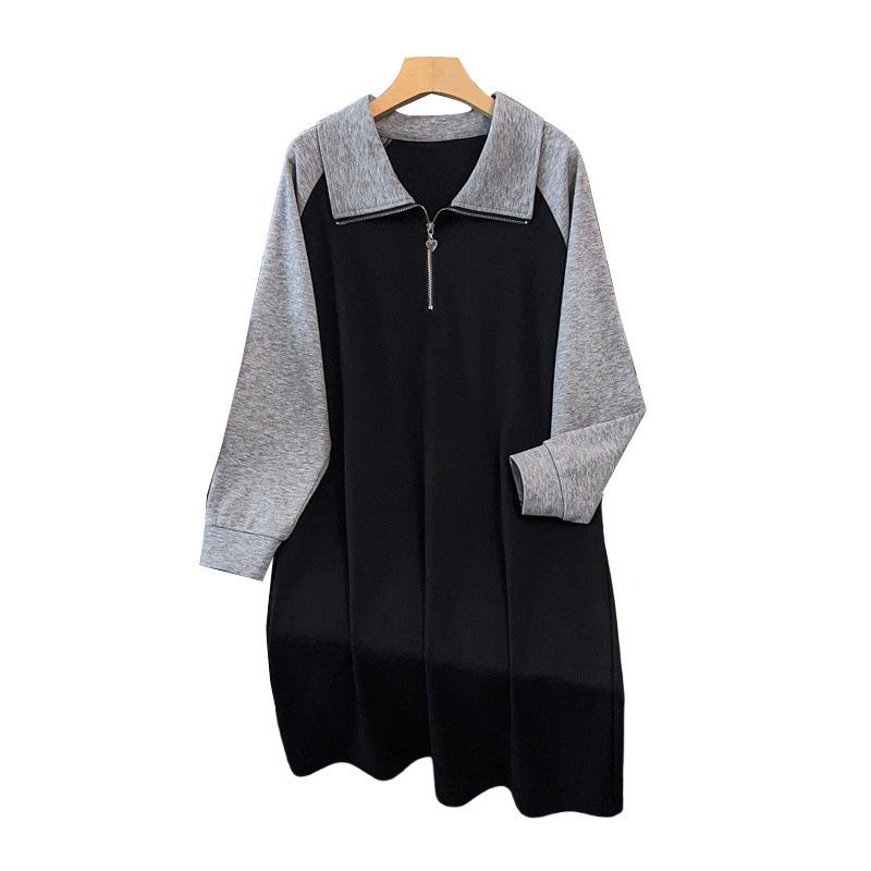 Plus Size Women's Loose Hoodie Dress - Bust 150/160 Cm, Sizes 200-350 Jin