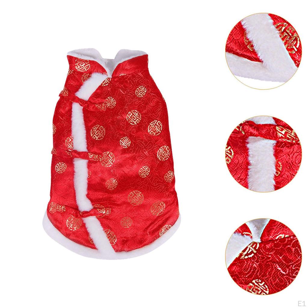Dog Chinese Year Costume,Pets Knot Buttons,Fine Workmanship Winter Pet Clothes,Dogs Warm Suit