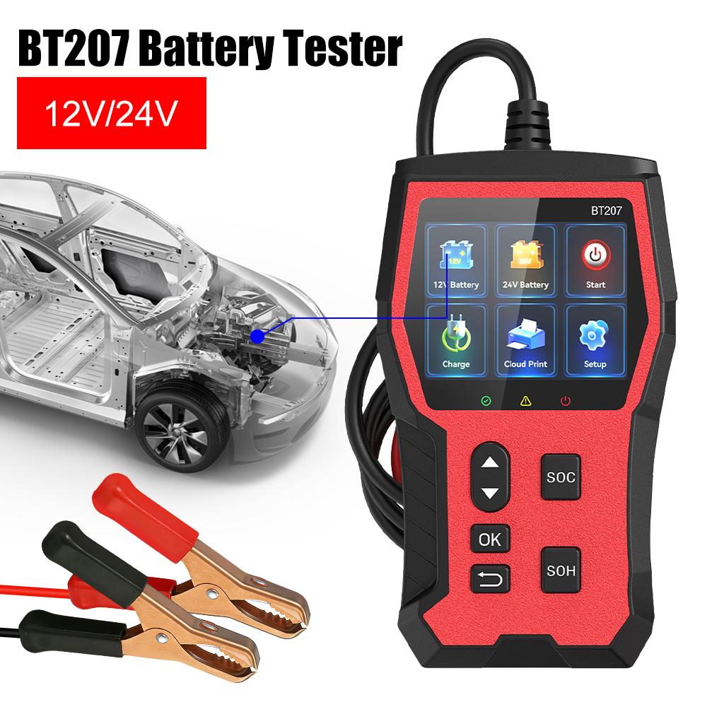 Auto Accessories 12V 24V LCD Digital Display Car Battery Tester Diagnostic Tool BT207 Cloud Print Intelligent Digital Automotive Battery Detector