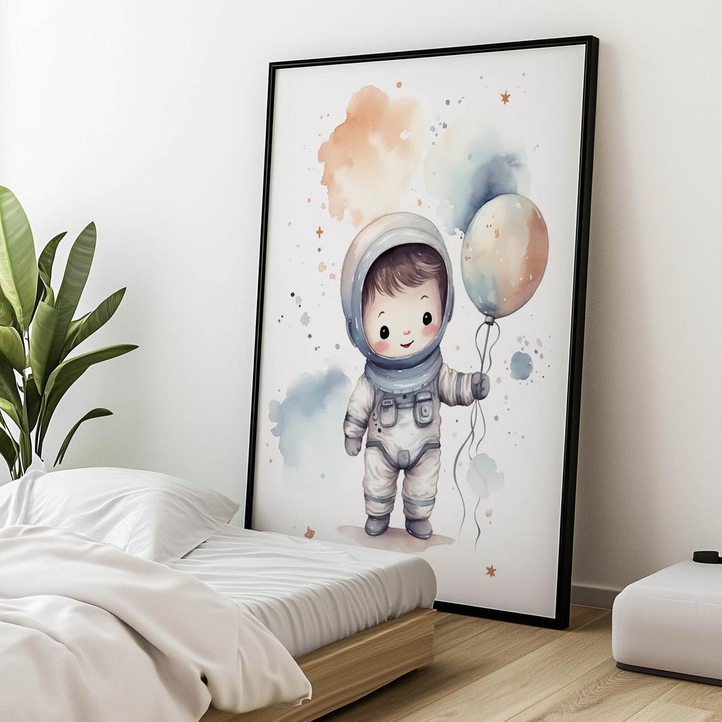 Odkrywca Wszechświata Z Balonem Odkrywca Wszechświata Z Balonem, 70X100 Cm, Rama Aluminiowa Czarna, Papier Matowy 230 Gsm