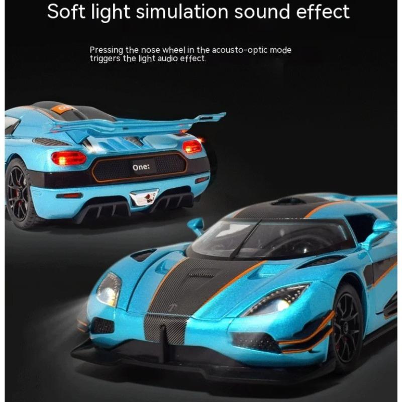 1/24 Scale Koenigsegg One Collectible Ornament with Sound, Light, and Feedback Function , Alloy Sports Car Toy Gift for Boys