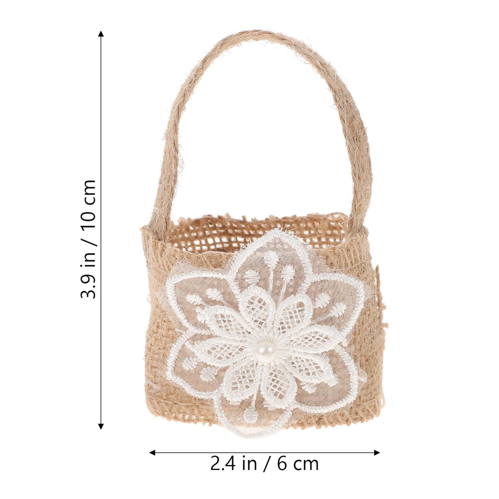 4Pcs Linen Baskets Wedding Party Decoration Burlap Candy Bag for Flower Accessories Portable Small Item Organizer Romantic other светло-коричневого