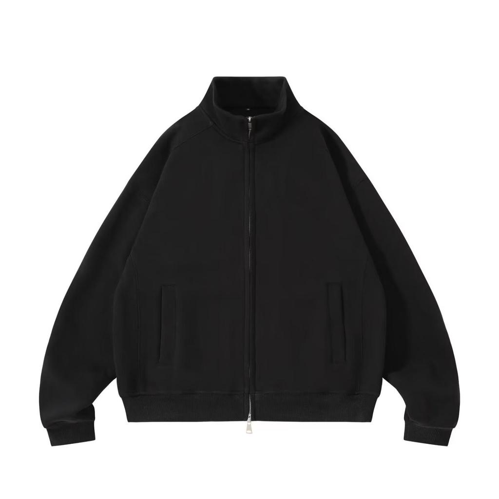 Men's Double Zipper Stand-up Collar Cardigan Hoodie - 2025 Casual Solid Color Outerwear for Spring & Autumn