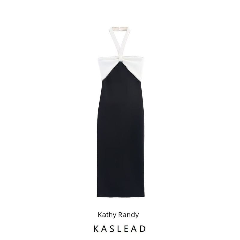 Kaslead New Women Clothes Western Style Fashion Bowknot Decoration Elastic Midi Dress 5584121