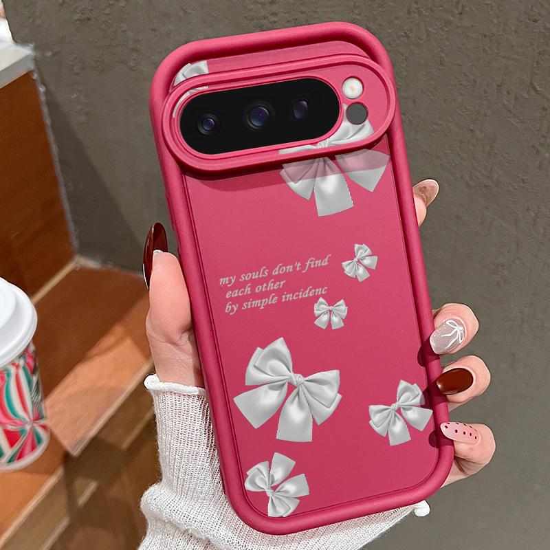 

Для Google Pixel 9 Pro Xl 8 Pro 8a противоударный однотонный силиконовый мягкий матовый чехол с бантом и защитой от падения Google Pixel 8A вино красного