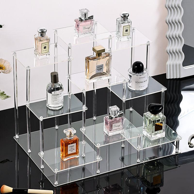 Acrylic Perfume Shelf Multi-layer Cosmetics Storage Rack Stepped Dressing Table Desktop Organizer for Skin Care Products