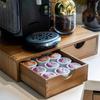 Coffee Pods Storage Drawer Holder Coffee Pod Organizer with 2 Drawers Retro Wooden Home Tabletop Storage Organization for Tea