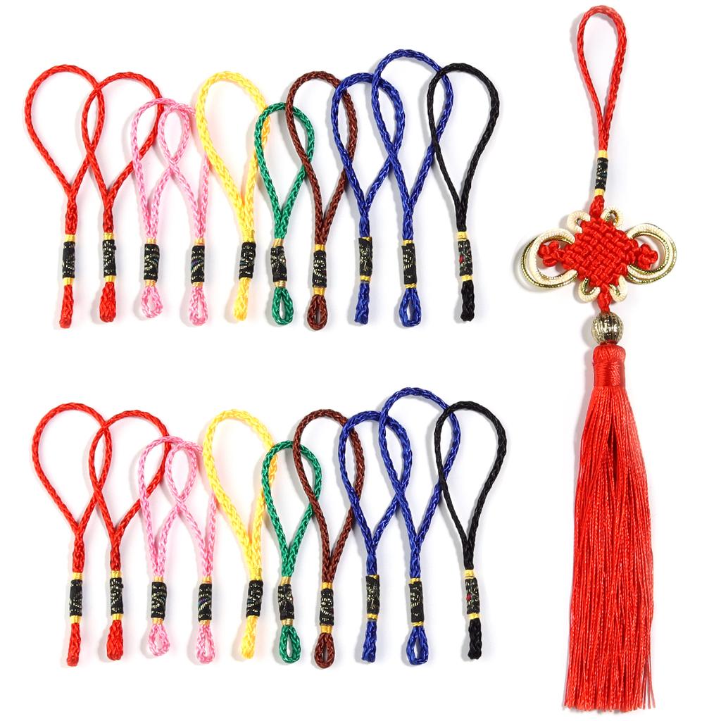 100pcs Chinese Knot Tassel Lanyard Colorful Hanging Rope For DIY Handmade Chinese Knot Phone Key Chain Decoration Accessories