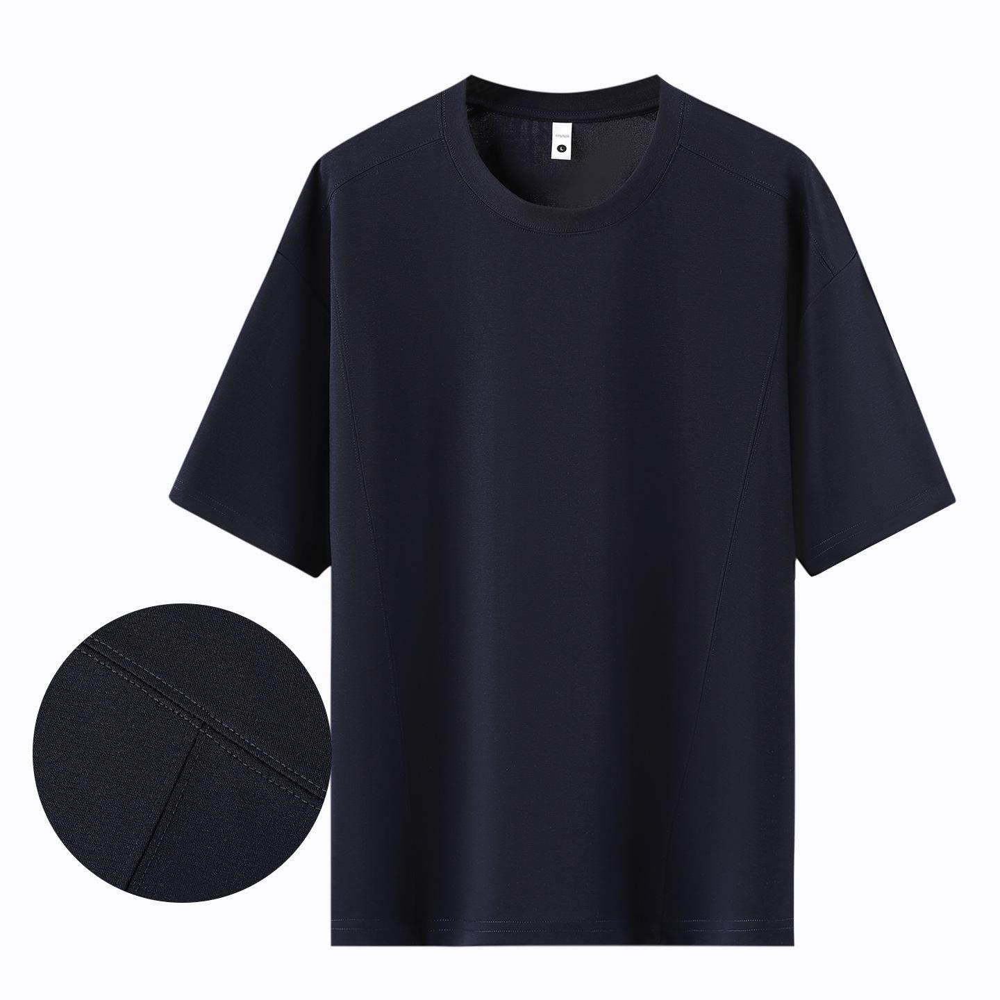 Unisex Lyocell 3D Stripe Quick-Dry Sun Protection Short-Sleeve T-Shirt 2XL 160-175 jin темно-синий 1390₽