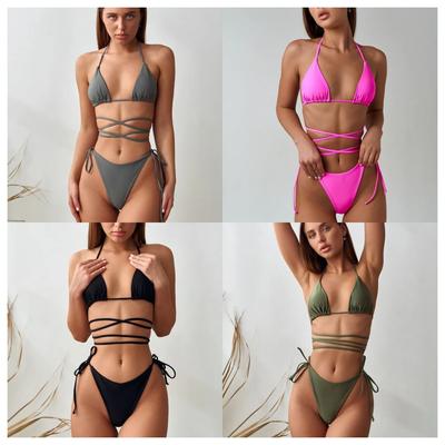 Bunter sexy Träger-Badeanzug Damen-Bikini-Badeanzug