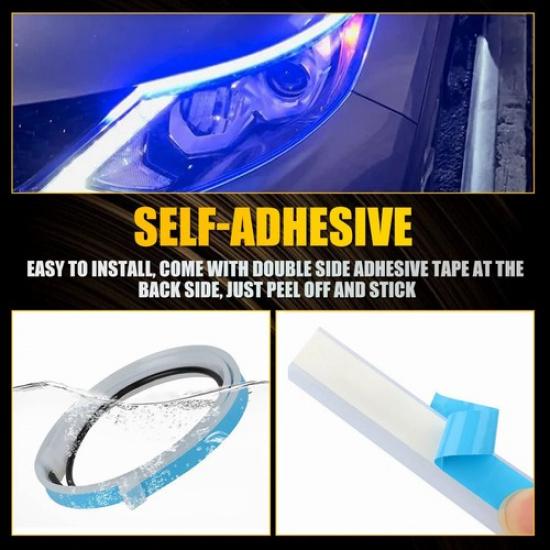 Car Headlight 60cm APP RGB Slim Sequential Flexible LED DRL Turn Signal Strip EA