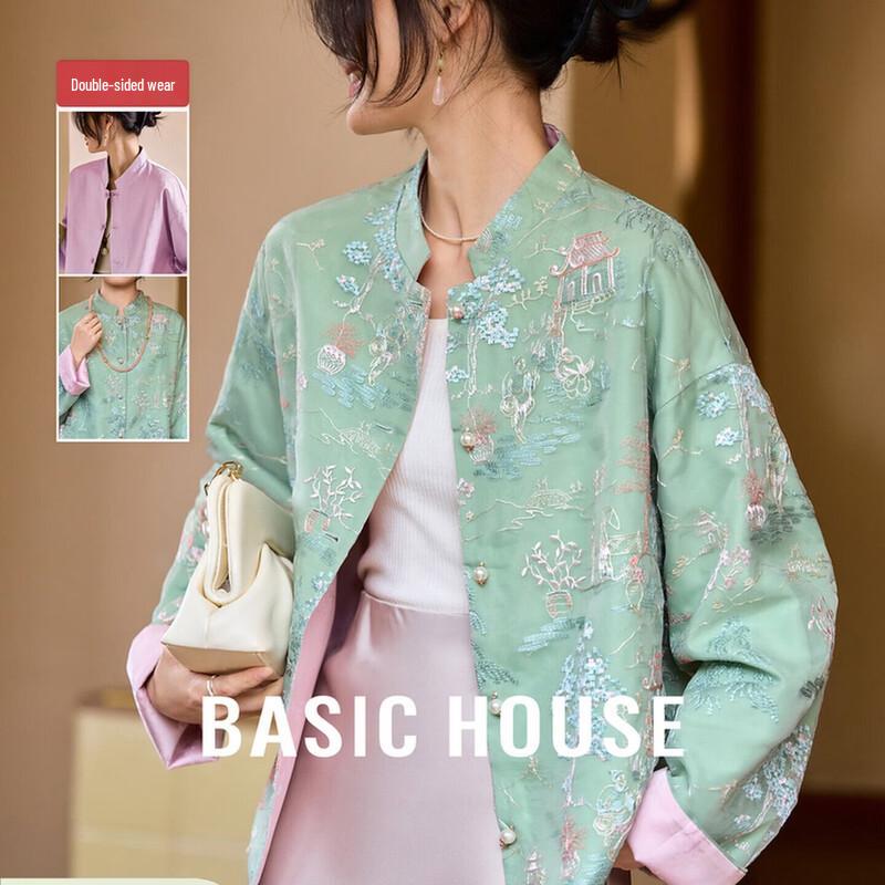 Basic House Women s New Chinese Style Embroidered Jacquard Jacket L