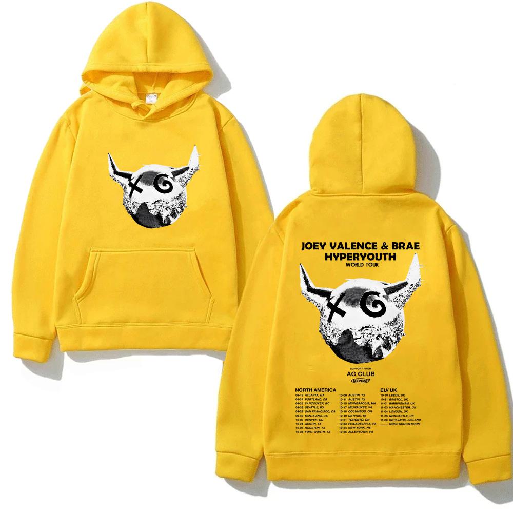 Joey Valence 2025TOUR Mode Kapuzenpullover mit Tasche Grunge Bequeme Sweatshirts Langarm Gothic Kleidung Moletom Punk Weicher Kapuzenpulli
